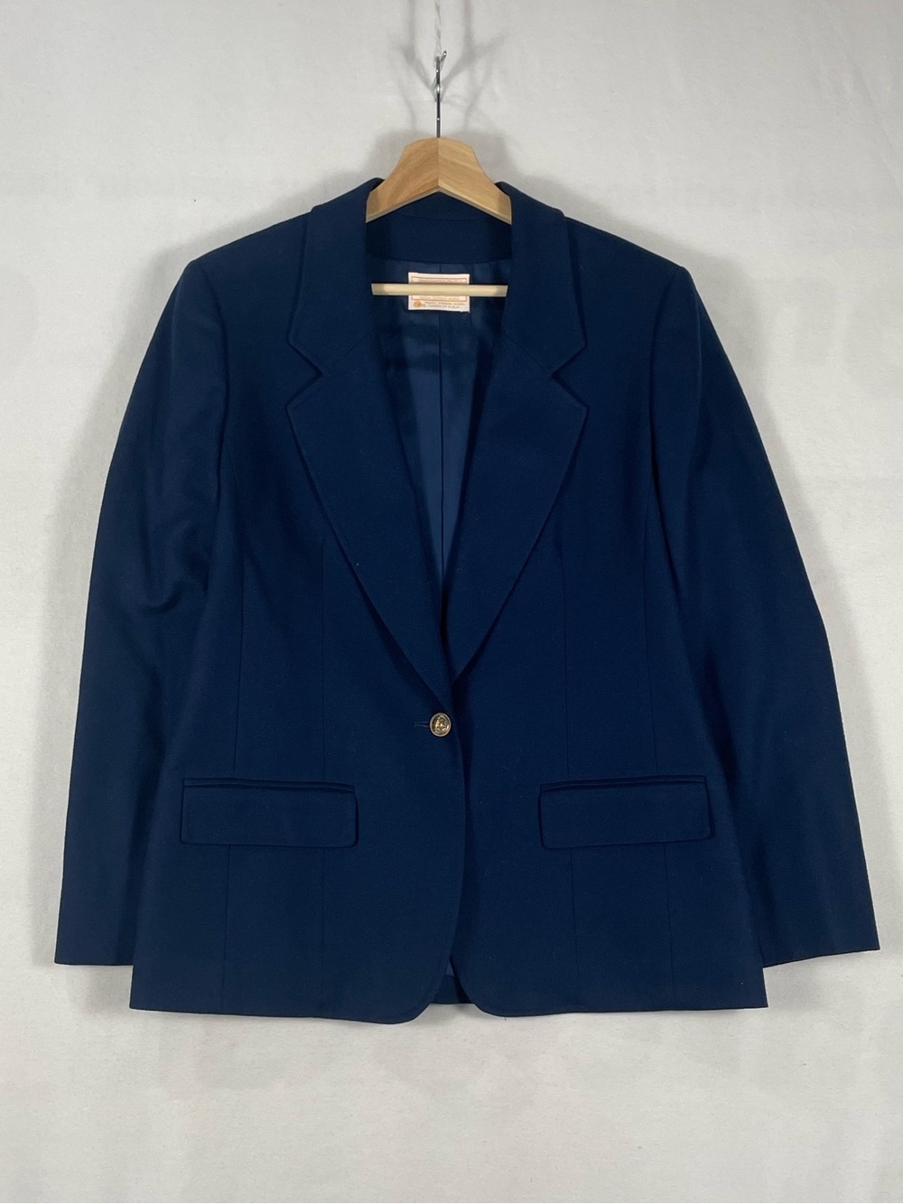 Vintage Pendleton Pure Virgin Wool Navy One Button Blazer WOMENS Sz 12